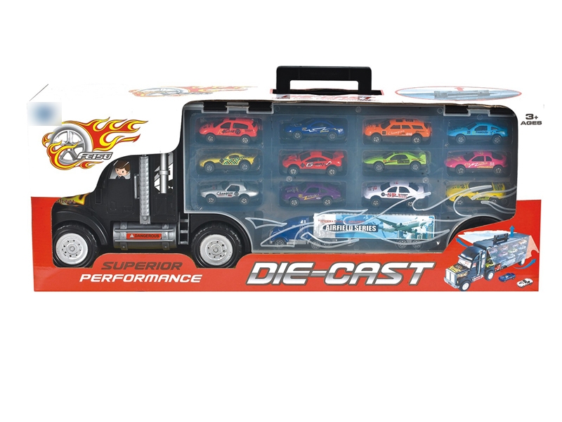 FRCITION TRUCK W/12 FREE WAY DIE CAST CAR - HP1139964