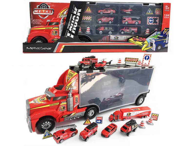 FREE WAY TRUCK W/FREE WAY DIE CAST FIRE FIGHTING TRUCK & LIGHT & MUSIC - HP1139982