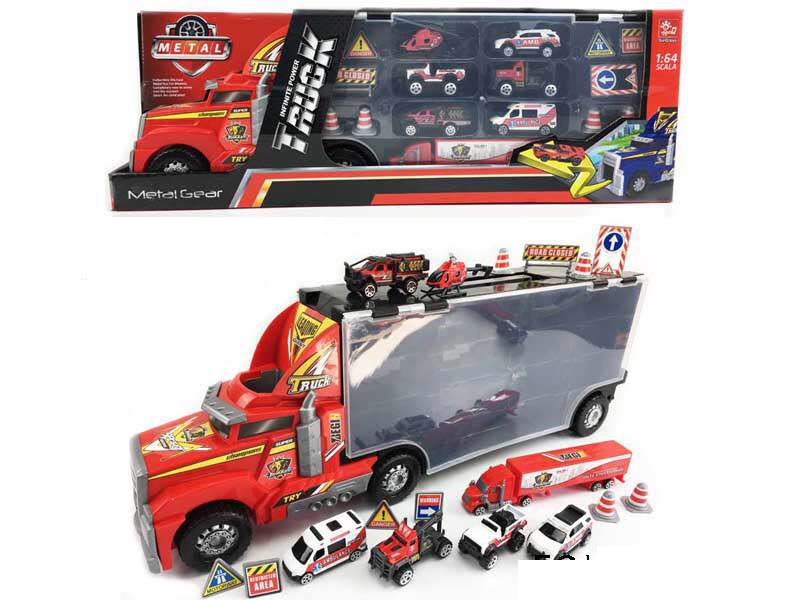 FREE WAY TRUCK W/FREE WAY DIE CAST AMBULANCE CAR & LIGHT & MUSIC - HP1139984