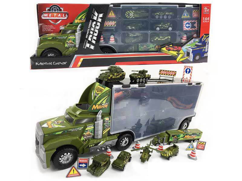 FREE WAY TRUCK W/FREE WAY DIE CAST MILITARY CAR & LIGHT & MUSIC - HP1139988