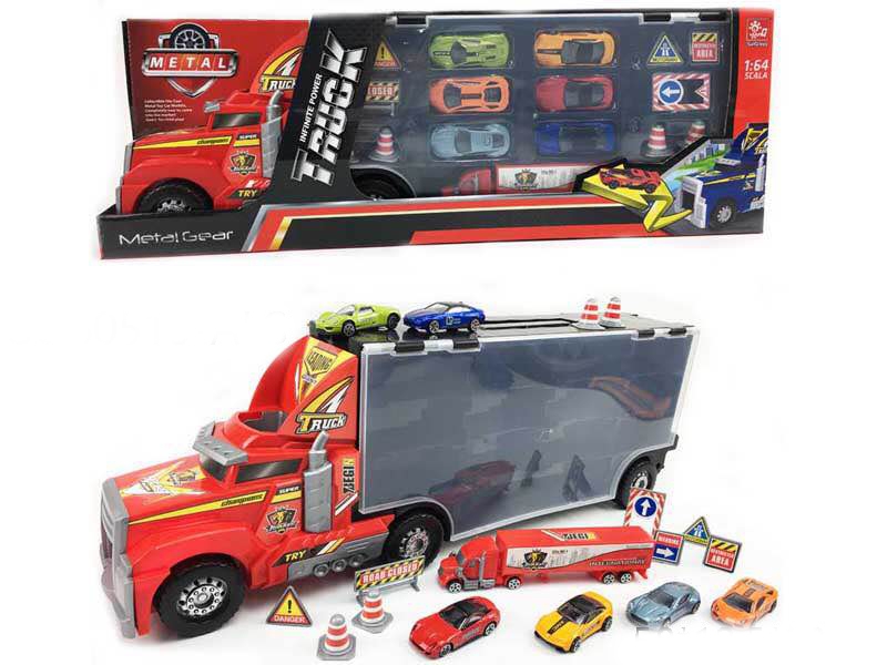 FREE WAY TRUCK W/FREE WAY DIE CAST CAR & LIGHT & MUSIC - HP1139990