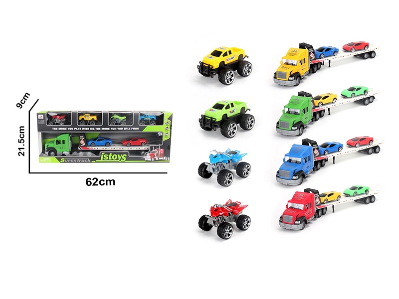 FRICTION CONTAINER TRUCK W/4 CAR - HP1140790