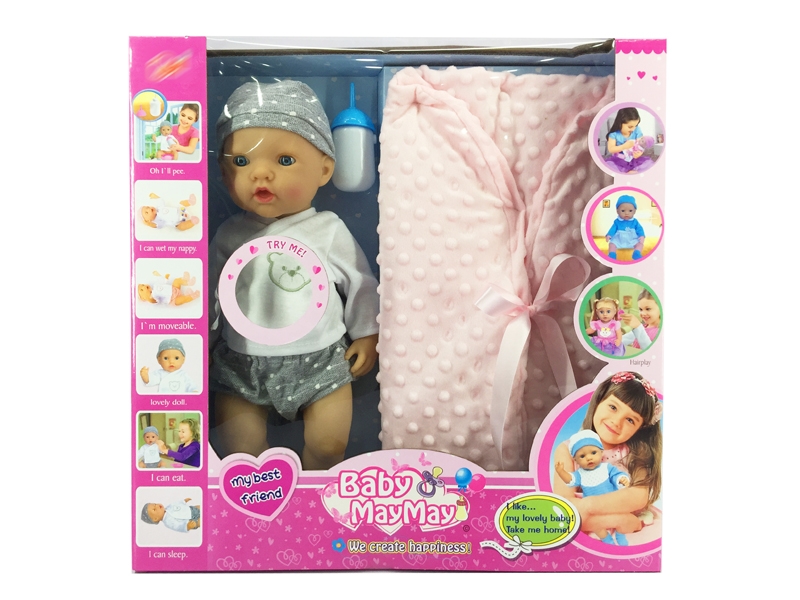 43CM RUBBER DOLL PEEPEE W/ 6 SOUNDS IC & W/ACCESSORIES INCLUDED 1*CR2032 - HP1141743