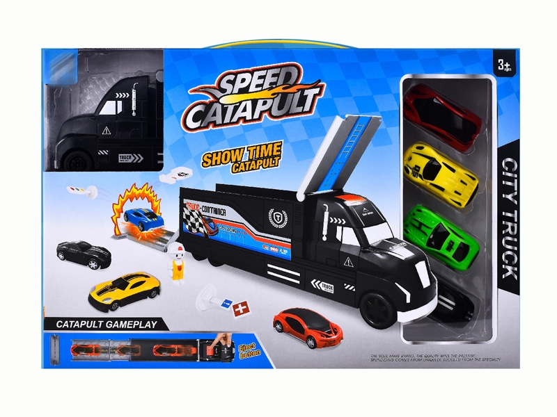FRCITION CONTAINER TRUCK W/LAUNCHER & 4PCS FREE WAY CAR - HP1142335