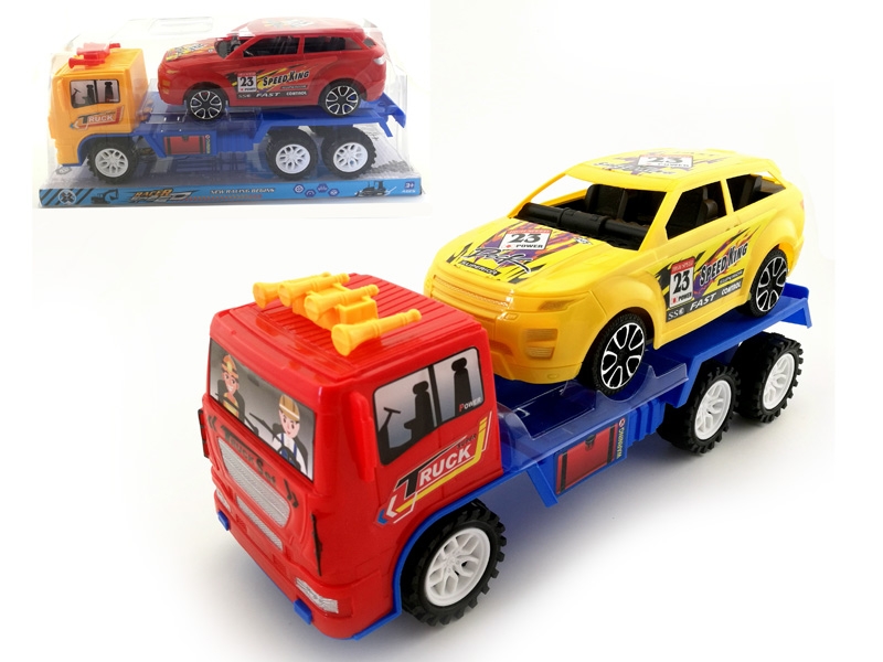 FRICTION TRUCK W/FRICTION CAR,RED/YELLOW - HP1142620