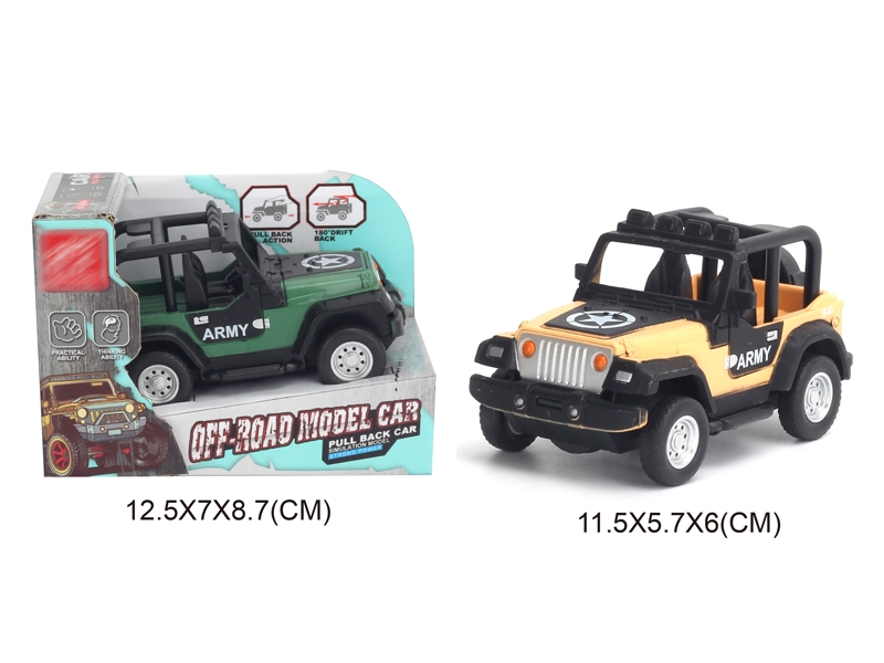 1:43 PULL BACK MILITARY CAR,DESERT YELLOW/ARMY GREEN - HP1142776