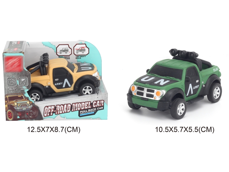 1:43 PULL BACK MILITARY CAR,DESERT YELLOW/ARMY GREEN - HP1142780