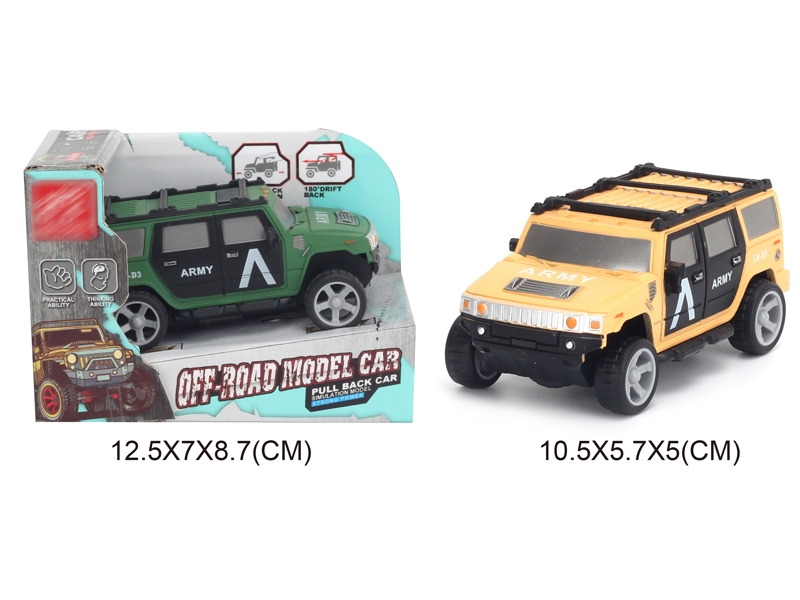 1:43 PULL BACK MILITARY CAR,DESERT YELLOW/ARMY GREEN - HP1142784