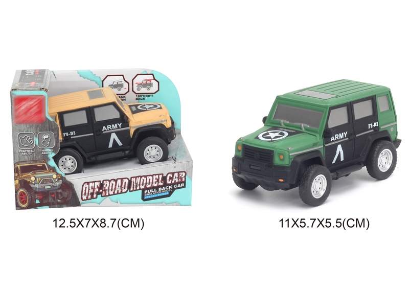 1:43 PULL BACK MILITARY CAR,DESERT YELLOW/ARMY GREEN - HP1142796