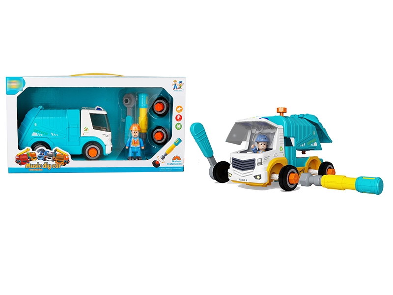 DIY PULL BACK SANITATION TRUCK W/MUSIC,NOT INCLUDE BATTERY - HP1143051