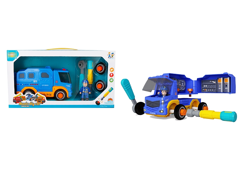 DIY PULL BACK POLICE CAR W/MUSIC,NOT INCLUDE BATTERY - HP1143053