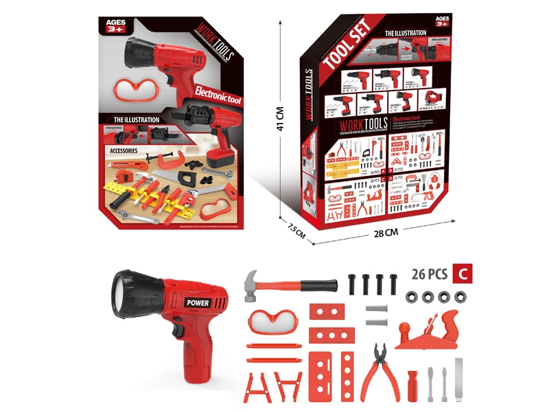B/O TOOL SET W/LIGHT,27PCS - HP1144245