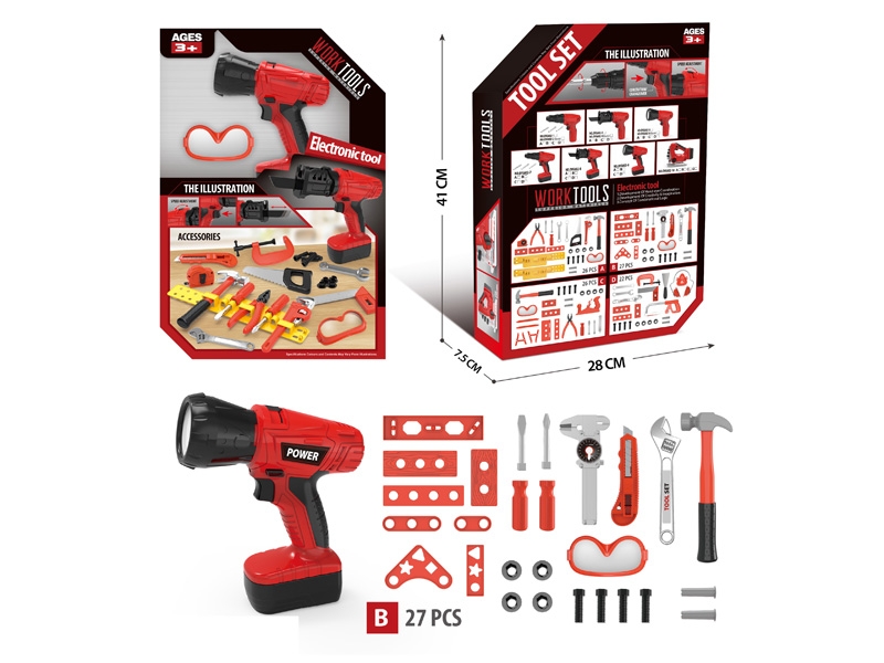 B/O TOOL SET W/LIGHT,28PCS - HP1144256