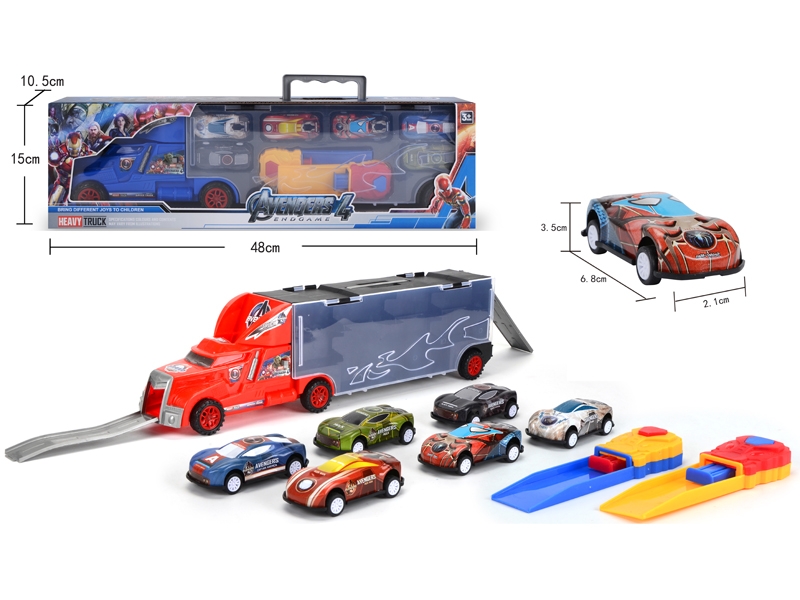 FREE WAY TRUCK W/6PCS FREE WAY CAR & ACCESSORIES,RED/BLUE - HP1145675