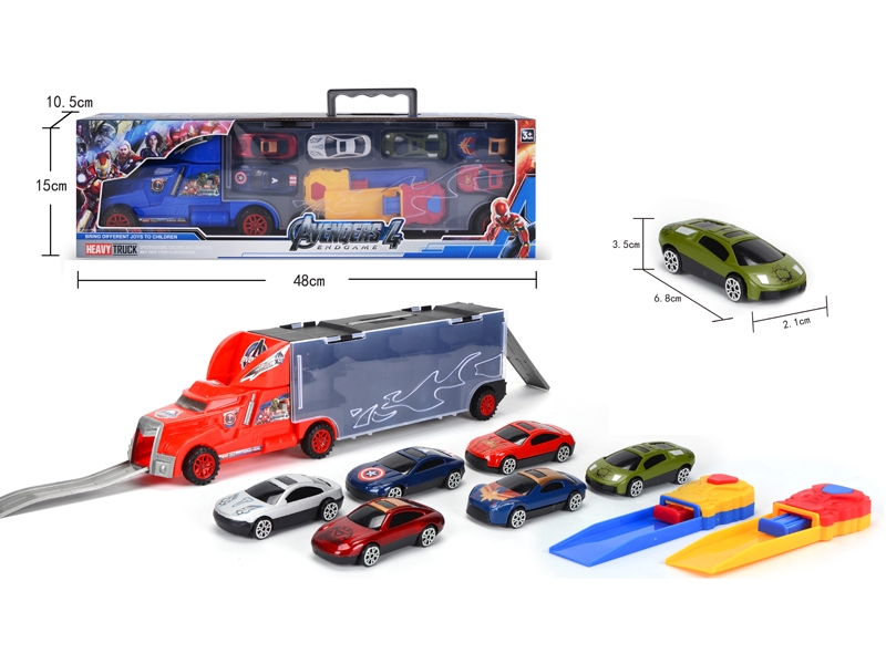 FREE WAY TRUCK W/6PCS FREE WAY CAR & ACCESSORIES,RED/BLUE - HP1145676