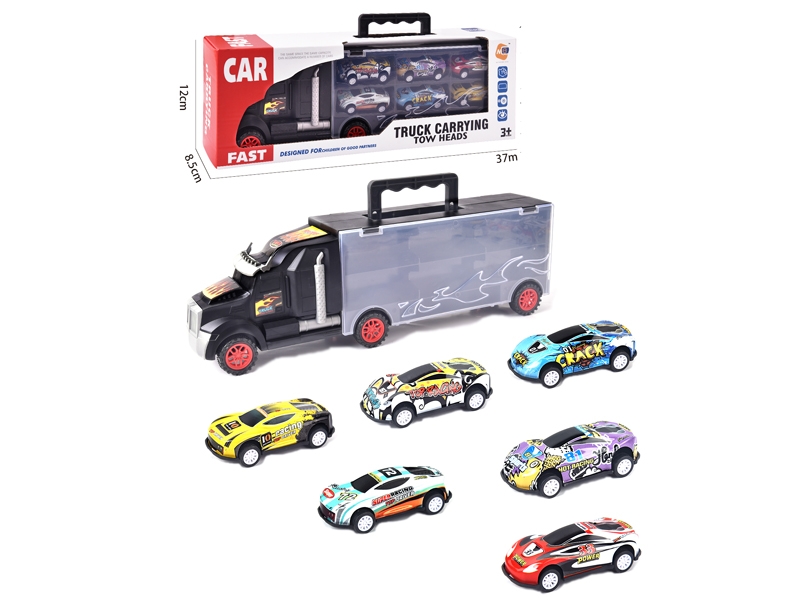 FREE WAY TRUCK W/6PCS PULL BACK DIE CAST CAR & ACCESSORIES - HP1145724