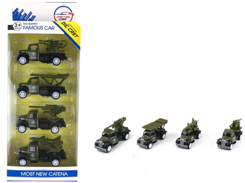 PULL BACK DIE CAST MILITARY CAR 4PCS - HP1145820