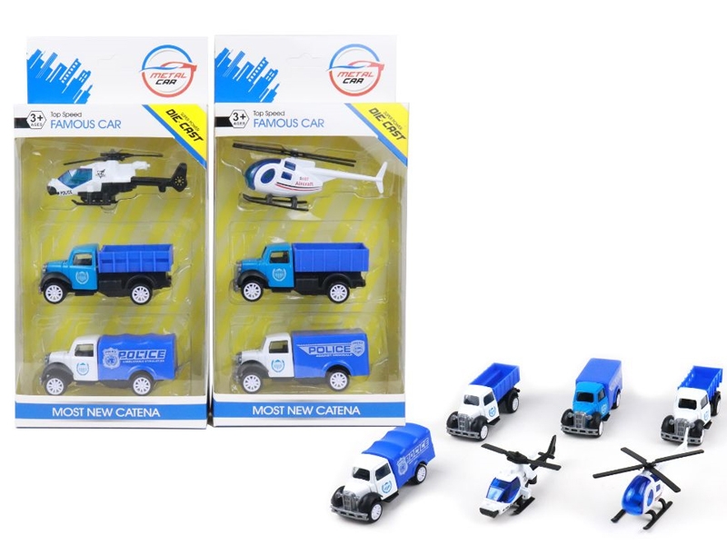 PULL BACK DIE CAST POLICE CAR 3PCS - HP1145827