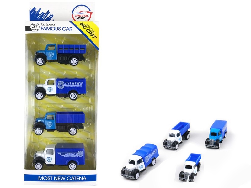 PULL BACK DIE CAST POLICE CAR 4PCS - HP1145828