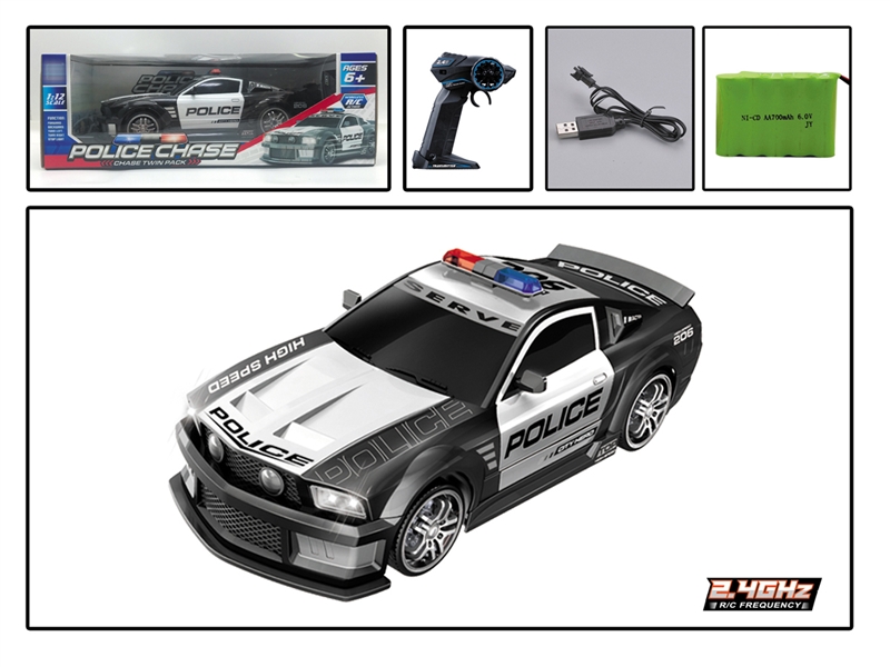1:12四通遥控野马警车带灯光 包电带USB充电线 - HP1146370