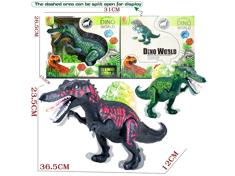 B/O DINOSAUR W/WALKING & LIGHT & SOUND,GREEN/BLACK - HP1146378