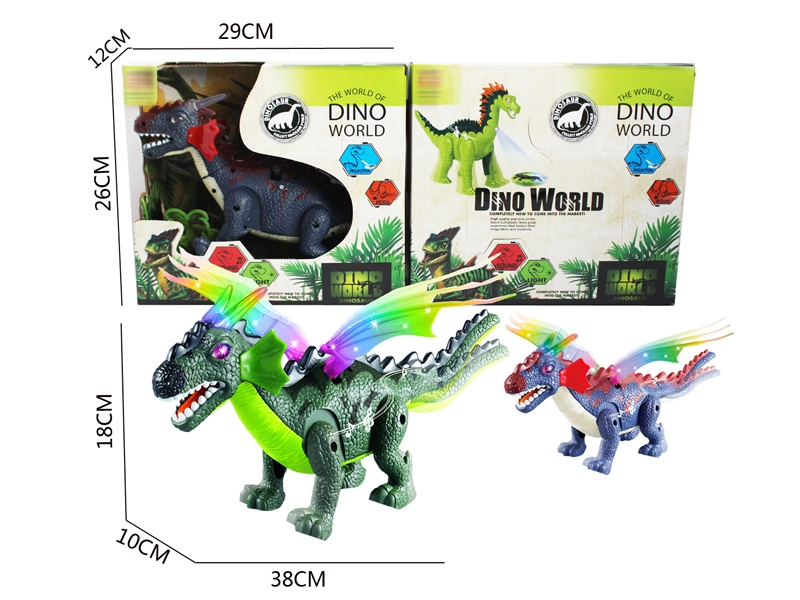 B/O DINOSAUR W/WALKING & LIGHT & SOUND,GREEN/PURPLE - HP1146382