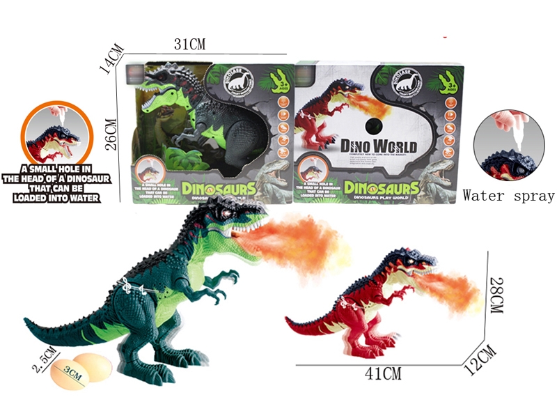 B/O LAY EGG DINOSAUR W/SPRAY & WALKING & LIGHT & SOUND,GREEN/RED - HP1146385