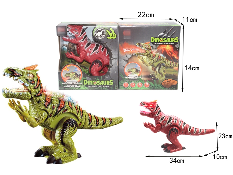 B/O DINOSAUR W/WALKING & TAIL SWING & LIGHT & SOUND,GREEN/RED - HP1146388