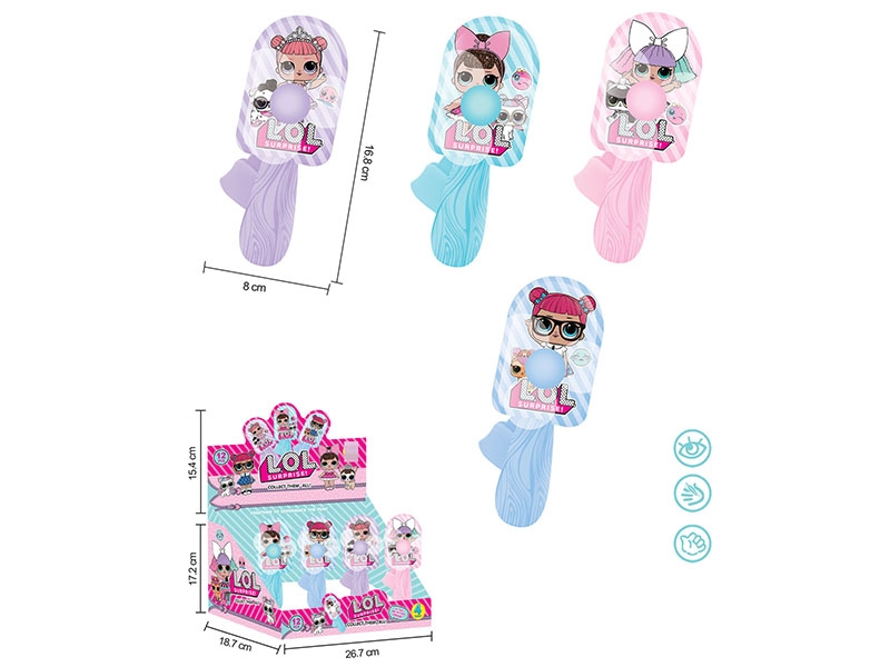 FAN,GREEN/BLUE/PINK/PURPLE 12PCS/DISPLAY BOX - HP1146480