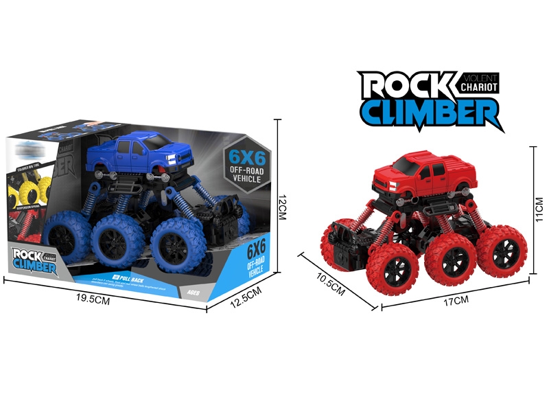 PULL BACK 4WD CLIMBLING CAR W/SHOCK ABSORBER,RED/BLUE - HP1146736