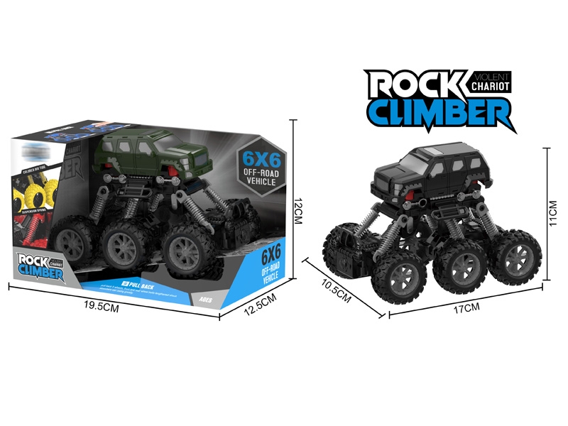 PULL BACK 4WD CLIMBLING CAR W/SHOCK ABSORBER,BLACK/GREEN - HP1146739