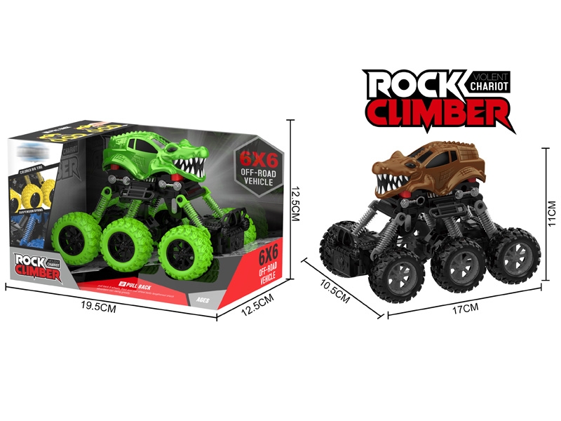 PULL BACK 4WD CLIMBLING CAR W/SHOCK ABSORBER,BROWN/GREEN - HP1146748
