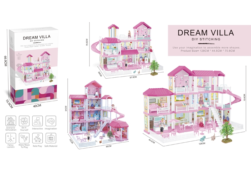 DIY VILLA W/LIGHT & DOLL 3PCS - HP1147089