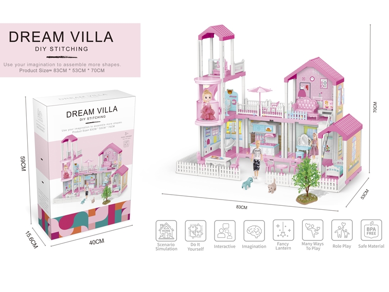 DIY VILLA W/LIGHT & DOLL 3PCS - HP1147094
