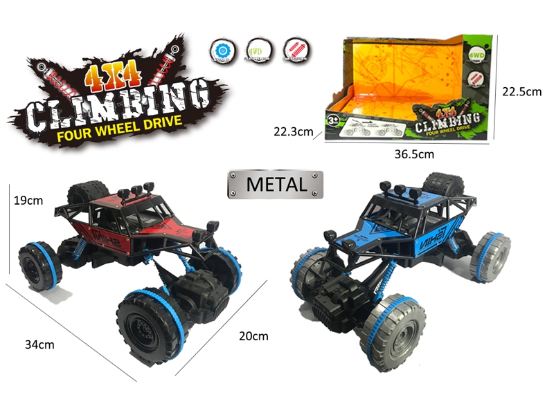 FRICTION CLIMBLING DIE CAST CAR,RED/BLUE,2ASST - HP1148322