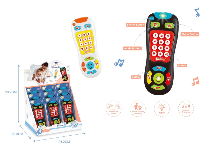 BABY REMOTE CONTROL W/LIGHT & SOUND,WHITE/BLACK ,12PCS/DISPLAY BOX - HP1148396