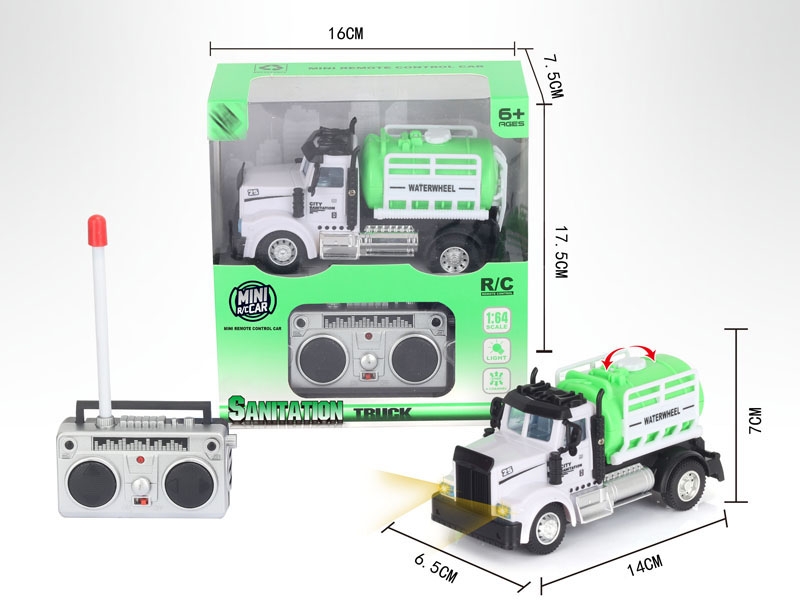 1：64四通遥控环卫洒水车（美式）,绿色 - HP1148597
