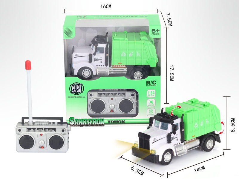 1：64四通遥控环卫垃圾车（美式）,绿色 - HP1148600