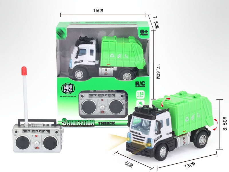 1：64四通遥控环卫垃圾车（欧式）,绿色 - HP1148601