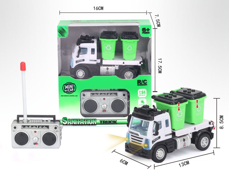 1：64四通遥控垃圾桶环卫车（欧式）,绿色 - HP1148604