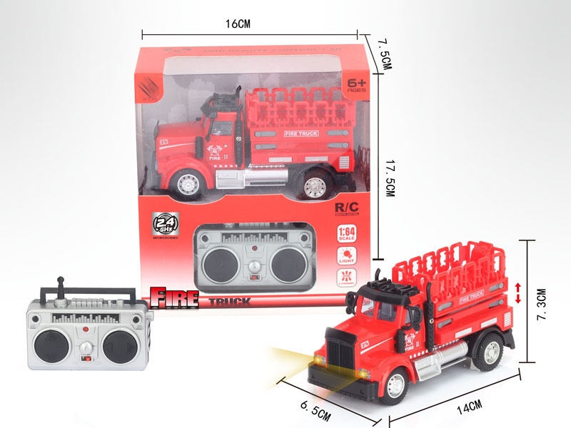 1：64四通2.4G遥控升降消防车（美式）,红色 - HP1148636