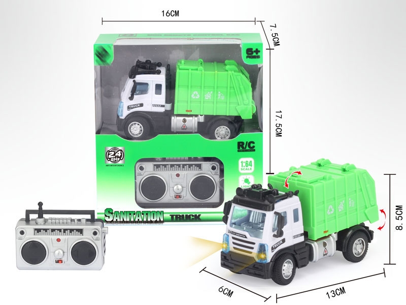 1：64四通2.4G遥控环卫垃圾车（欧式）,绿色 - HP1148649