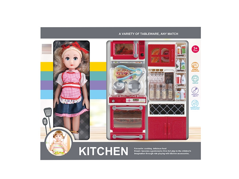 KITCHEN SET W/LIGHT & MUSIC & DOLL,2*AAA NOT INCLUDED - HP1150242