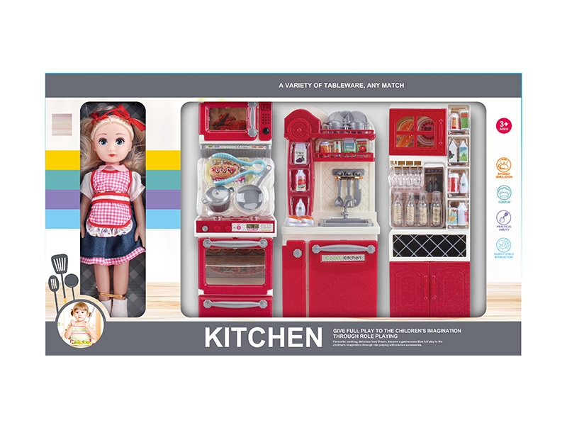 KITCHEN SET W/LIGHT & MUSIC & DOLL,2*AAA NOT INCLUDED - HP1150245