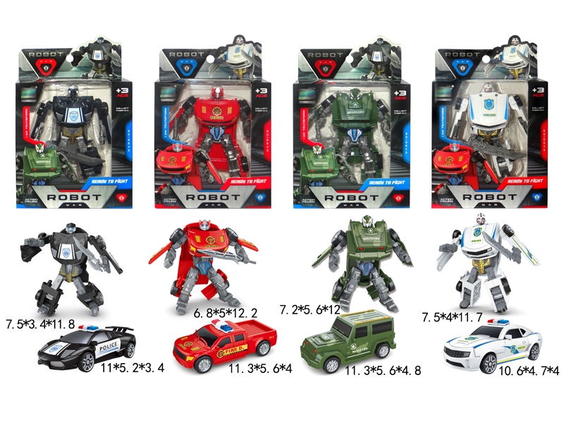 TRANSFORMED CAR,BLACK/RED/WHITE/GREEN,4ASST - HP1151401