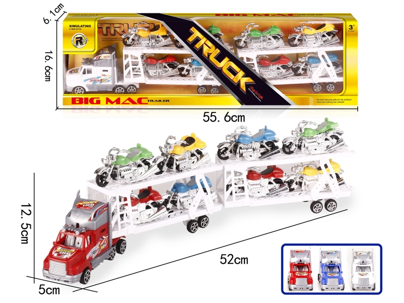 FRICTION TRUCK W/FREE WAY CAR 8PCS,RED/BLUE/WHITE - HP1152152