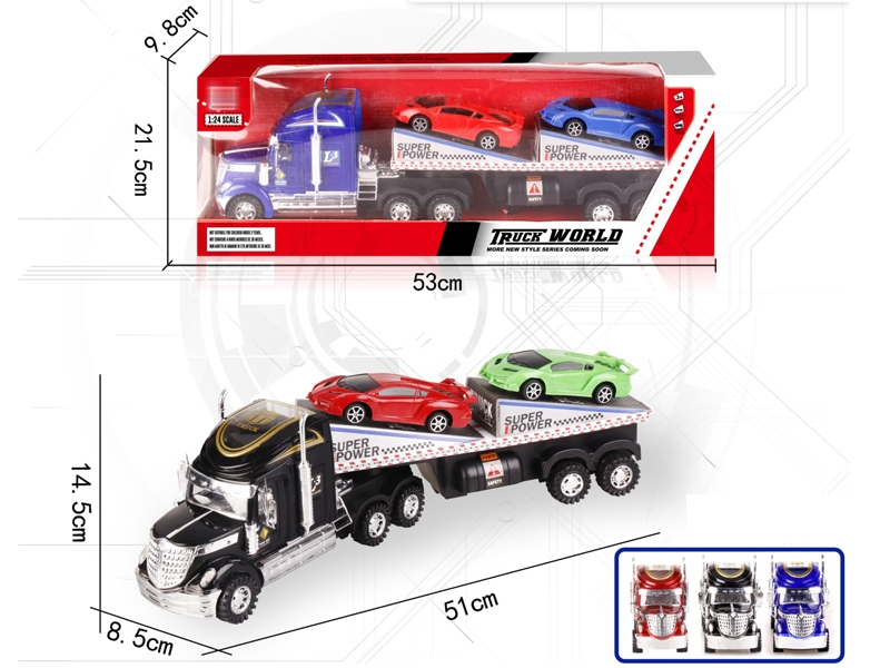 FRICTION TRUCK W/FREE WAY CAR 2PCS,RED/BLUE/BLACK - HP1152158