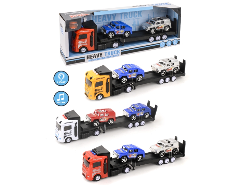 FRICTION TRUCK W/LIGHT & MUSIC & FREE WAY CAR,RED/YELLOW/WHITE - HP1152744