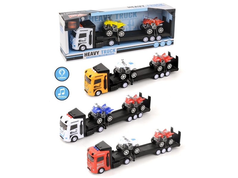 FRICTION TRUCK W/LIGHT & MUSIC & FREE WAY CAR,RED/YELLOW/WHITE - HP1152746