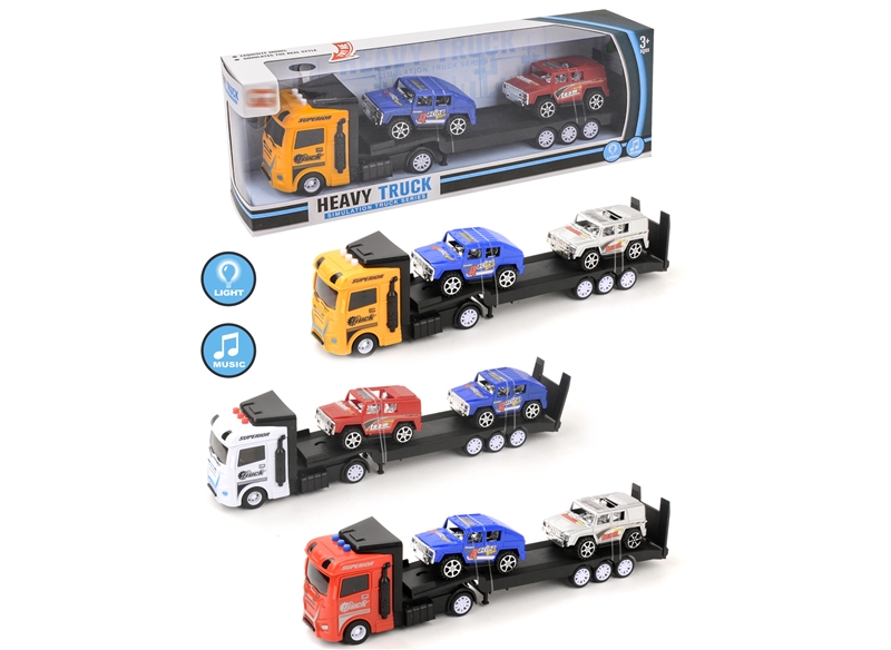 FRICTION TRUCK W/LIGHT & MUSIC & FREE WAY CAR,RED/YELLOW/WHITE - HP1152754
